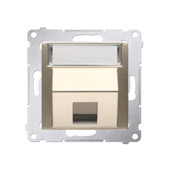 Simon 54 Premium Capac auriu priză teleinf. pentru Keystone, înclinată, simplă, cu câmp de descriere DKP1S.01/44