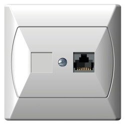 Priză unică pentru computer, categoria 5e MMC albă Ospel Akcent GPK-1A/K/00