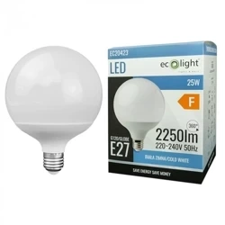 Bec LED E27 25W 6500K CW alb rece 2250lm GLOBE Eco Light