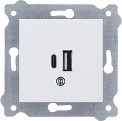 Priză dublă de încărcare USB Tip C + Tip A, alb 277/01E EXEN