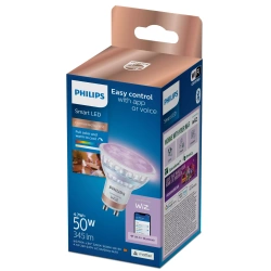 Bec inteligent LED GU10 4,7W = 50W 2200-6500K + RGB 345lm 36° WiFi WiZ Philips