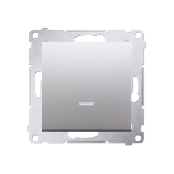 Simon 54 Premium Întrerupător cap scară argintiu cu iluminare LED (modular) X terminale cu șurub, DW6AL.01/43