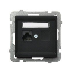 Priză unică pentru calculator, cat. 5e MMC negru metalic Ospel Sonata GPK-1R/K/m/33