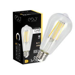 DARI LED Filament decorativ bec decorativ 7W, E27, 3000K, 710lm, 230V, CLEAR, ST64, EDO777625 EDO Solutions