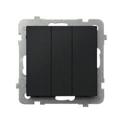 Comutator triplu negru metalic Ospel Sonata lP-13R/m/33