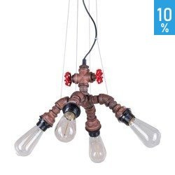 Aplică de perete lampă de perete Manila 4 cvadruple cruce rugină robinet de robinet de țeavă inustrial Italux MDM-2846/4A RUST