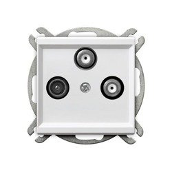 Priză RTV-SAT cu două ieșiri SAT albe Ospel Sonata GPA-R2S/m/00