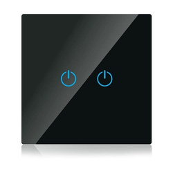  Întrerupător tactil din sticlă WiFi cu 2 poli negru Amazon Alexa / 
