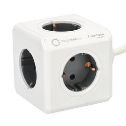 Allocacoc Extended PowerCube cu cablu de 1,5 m, tip F Schuko - gri