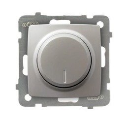 Dimmer rotativ cu buton pentru sarcini incandescente și cu halogen argintiu perlă Ospel Karo lP-8S/m/43