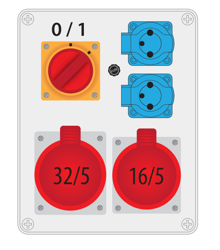 Întrerupător R-BOX 240 1x32A/5P, 1x16A/5P, 2x250V întrerupător de circuit 0/1 B.1094W Pawbol