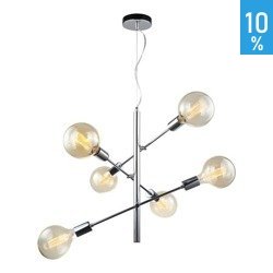 Lampă de tavan Madalyn cromată, cu cruce din metal, cu suspensie dreaptă Italux MDM3582/6 CH