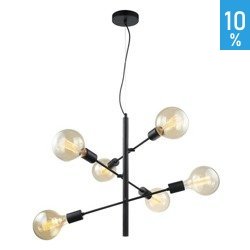 Lampă de tavan cu suspensie dreaptă din metal cu cruce neagră Madalyn Italux MDM3582/6 BK