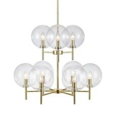 Lampă suspendată aurie periat, transparentă CROWN 20W 9xE14 Markslojd 107920