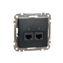 Priză de computer 2x RJ45 cat.6 UTP negru, antracit IP20 SDD114462 Sedna Design Schneider electric