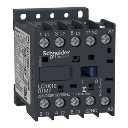 Tesys K contactor - 3P - AC-3 440 V 12 A - 1 NC aux. - 230 V AC bobina LC1K1201P7 Schneider